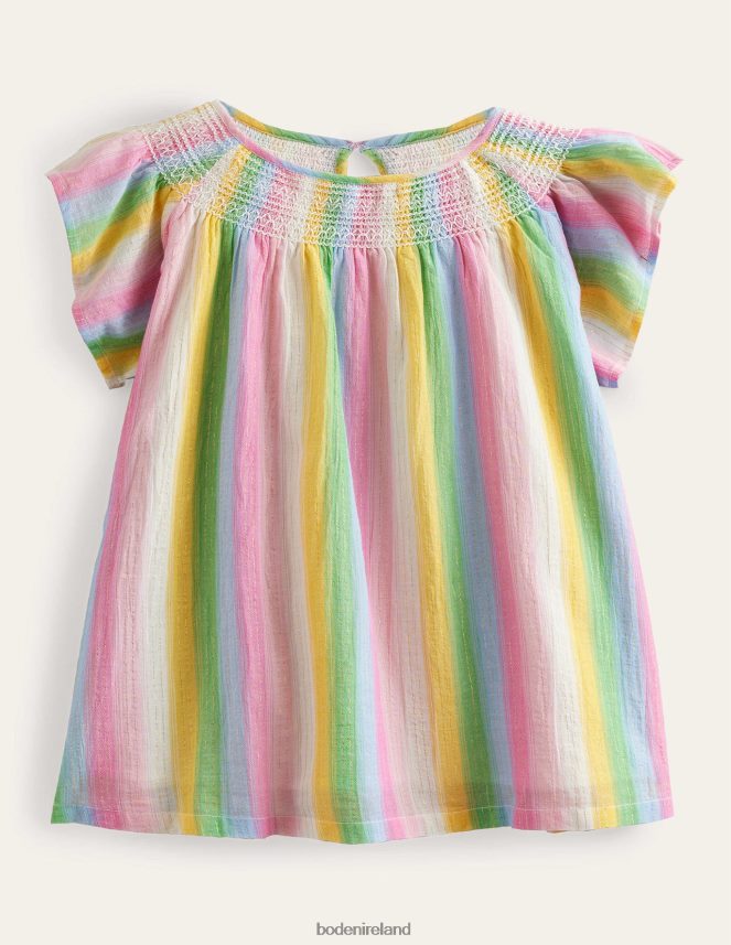 Rainbow Gradient Stripe Clothing Woven Smocked Top Boden Girls L466L62921