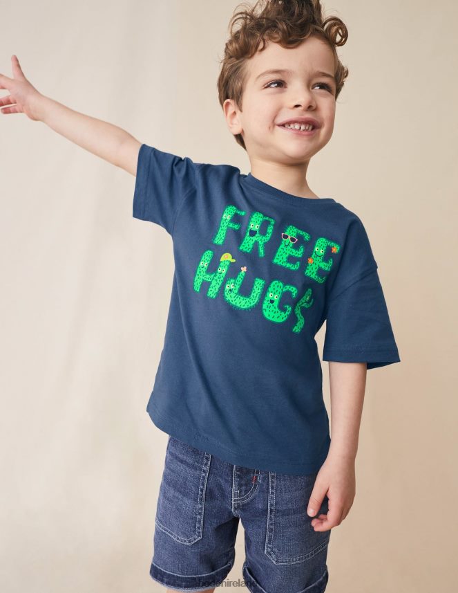 Robot Blue Free Hugs Clothing Graphic T-shirt Boden Girls L466L63059