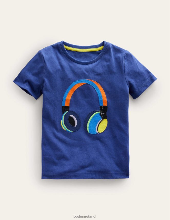 Soft Blue Headphones Clothing Applique T-shirt Boden Girls L466L63199
