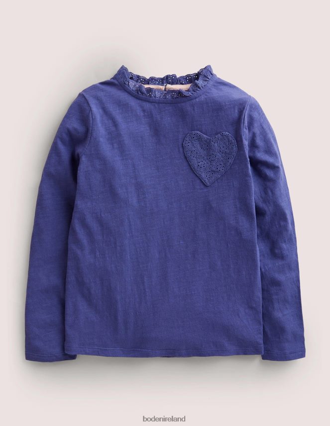Soft Starboard Blue Clothing Long Sleeve Heart Pocket Top Boden Girls L466L62857