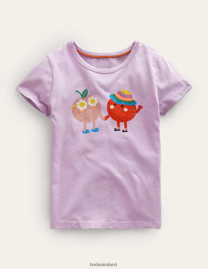 Sweet Pea Purple Peaches Clothing Printed Graphic T-Shirt Boden Girls L466L63289