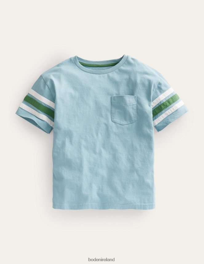 Tourmaline Blue Clothing Contrast Stripe T-shirt Boden Girls L466L63049
