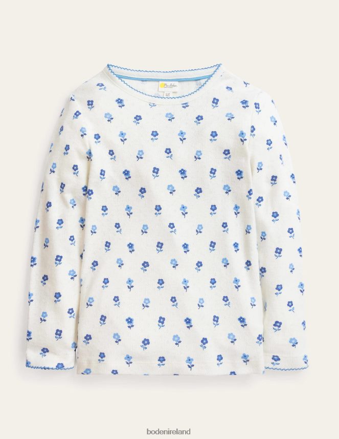 Vanilla Pod Blue Flower Clothing Supersoft Pointelle T-shirt Boden Girls L466L63265