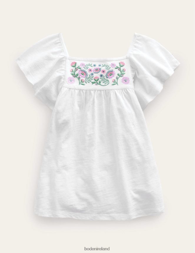 White Clothing Embroidered Jersey Top Boden Girls L466L63164