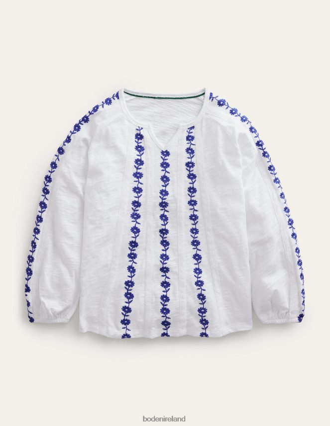 White Clothing Jersey Embroidered top Boden Girls L466L62963