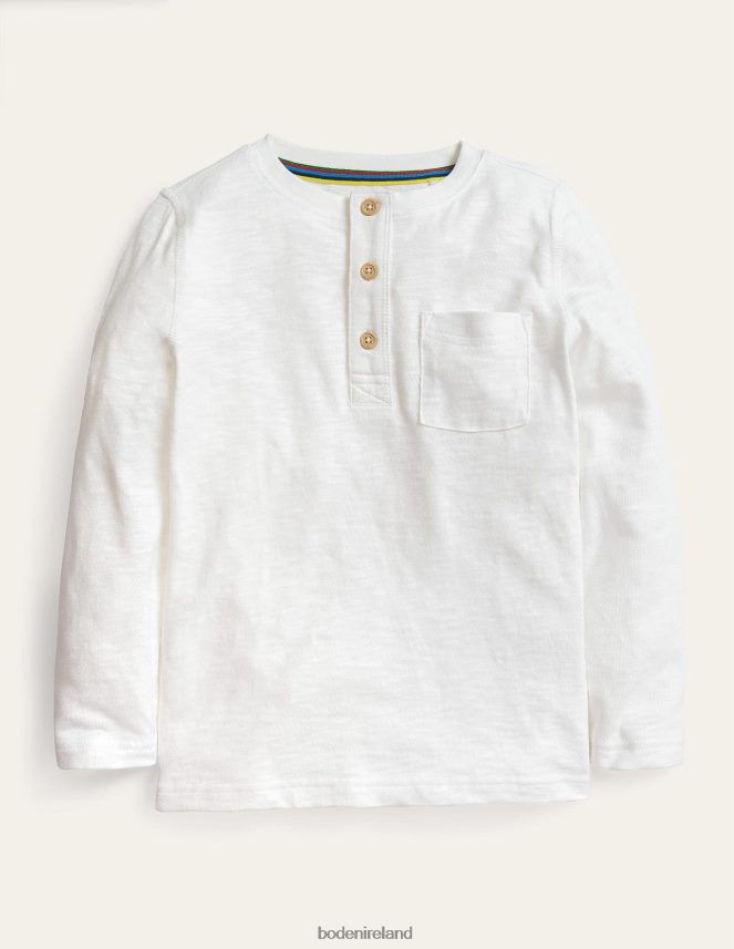 White Clothing Long Sleeved Henley T-shirt Boden Girls L466L63175