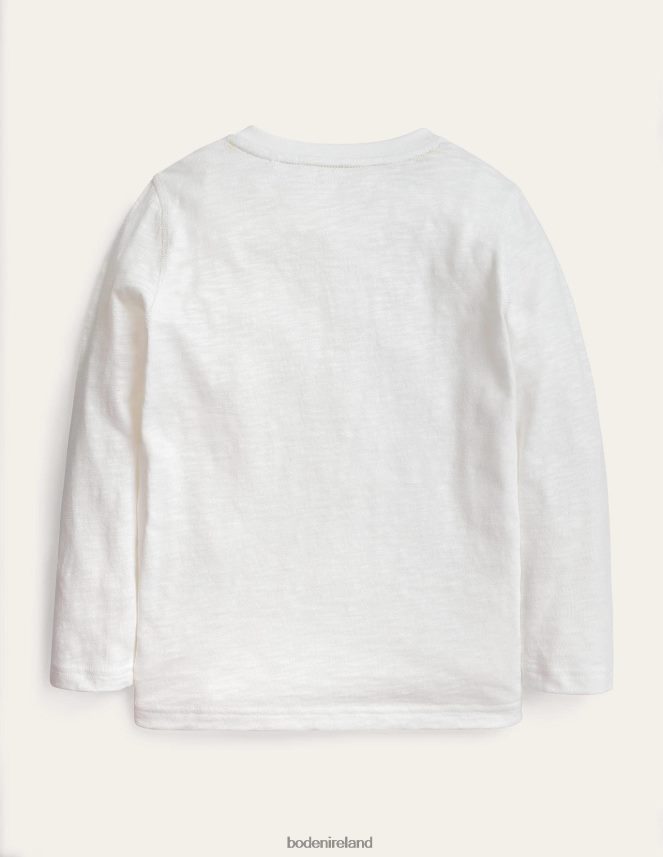 White Clothing Long Sleeved Henley T-shirt Boden Girls L466L63175