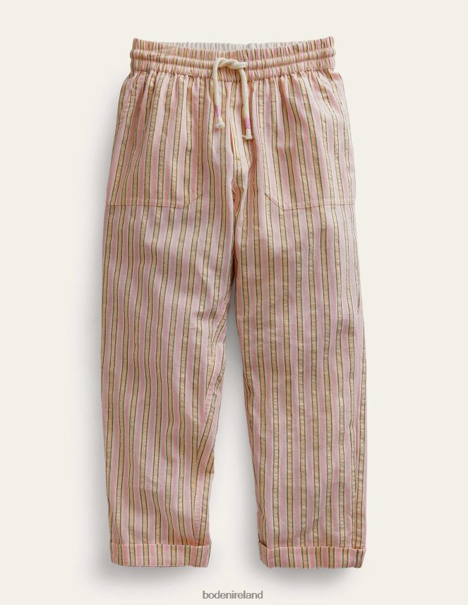 Lilac and Metallic Stripe Clothing Stripe Pull on Trousers Boden Girls L466L62653