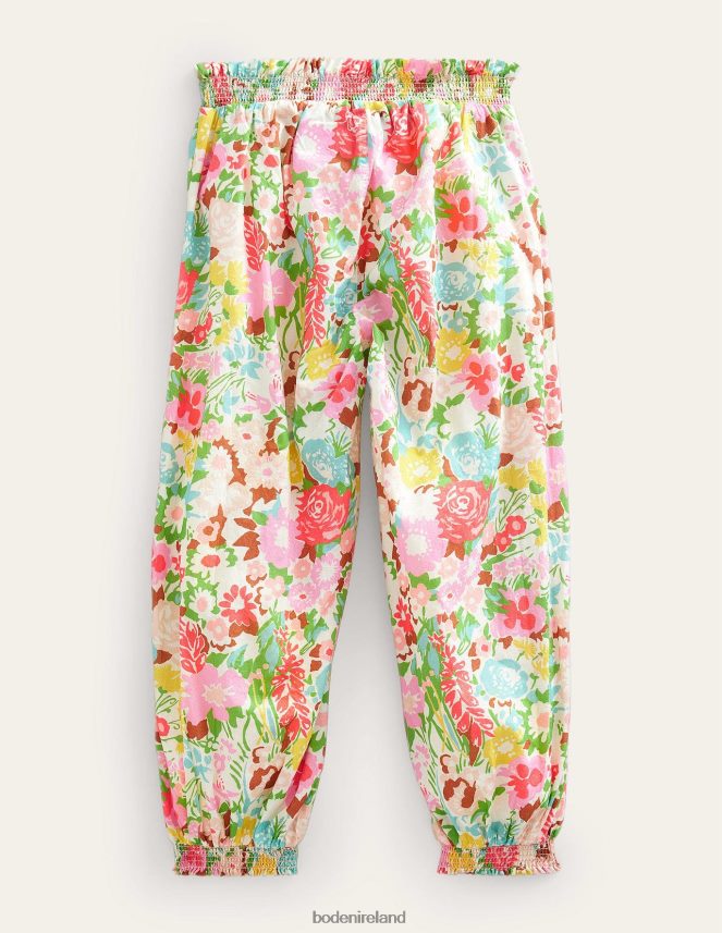 Multi Painterly Floral Clothing Cuffed Holiday Trousers Boden Girls L466L63235