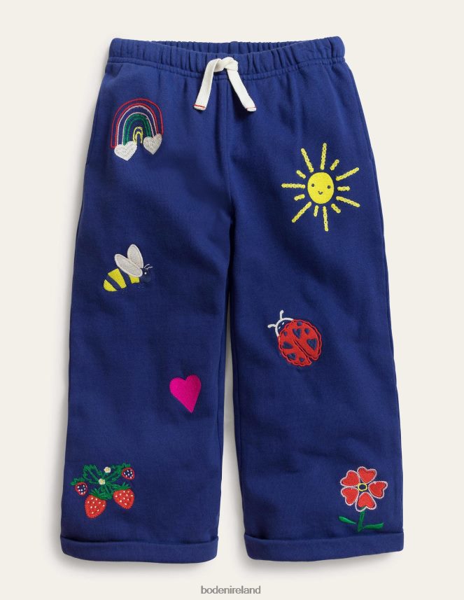 Starboard Blue Clothing Wide Leg Embroidered Trousers Boden Girls L466L63136