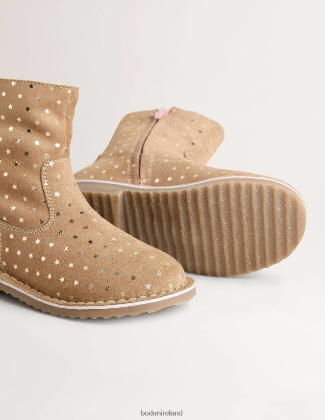 Taupe Star Footwear Cosy Short Leather Boots Boden Girls L466L62725