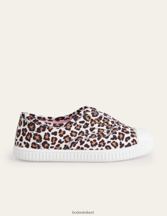 Leopard Footwear Laceless Canvas Pull-ons Boden Girls L466L62735