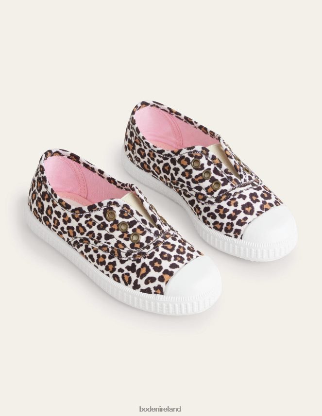 Leopard Footwear Laceless Canvas Pull-ons Boden Girls L466L62735