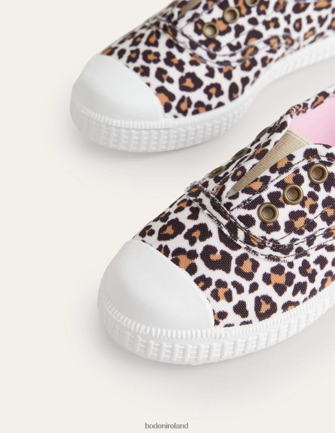 Leopard Footwear Laceless Canvas Pull-ons Boden Girls L466L62735
