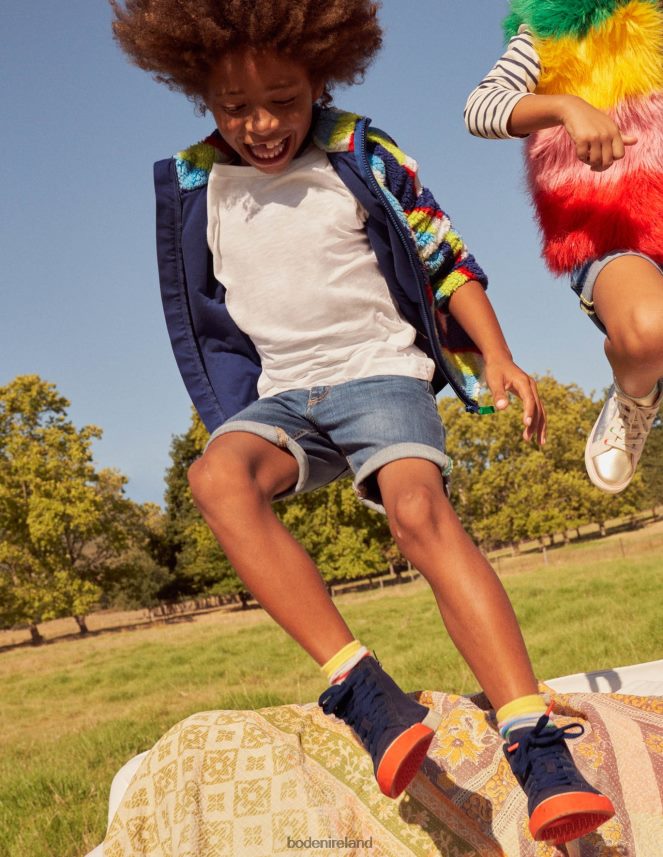 Navy Blue Footwear Contrast Canvas High Tops Boden Girls L466L6831