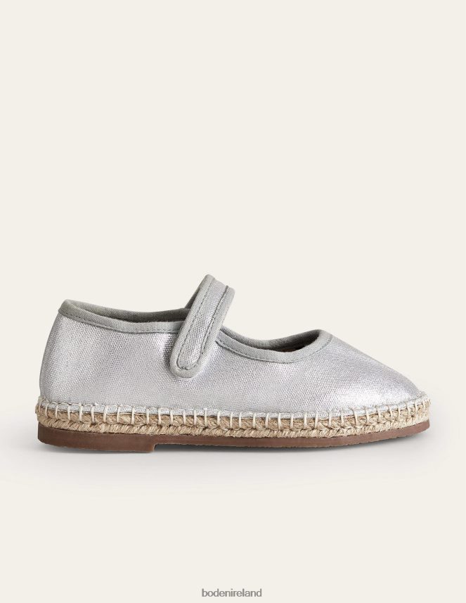 Metallic Silver Footwear Canvas Trim Espadrilles Boden Girls L466L6826
