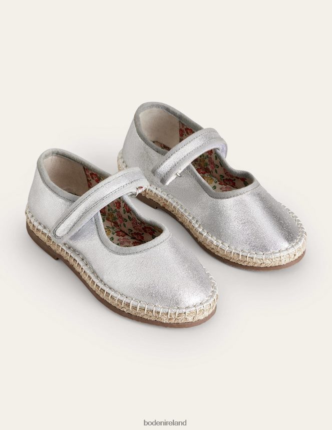 Metallic Silver Footwear Canvas Trim Espadrilles Boden Girls L466L6826