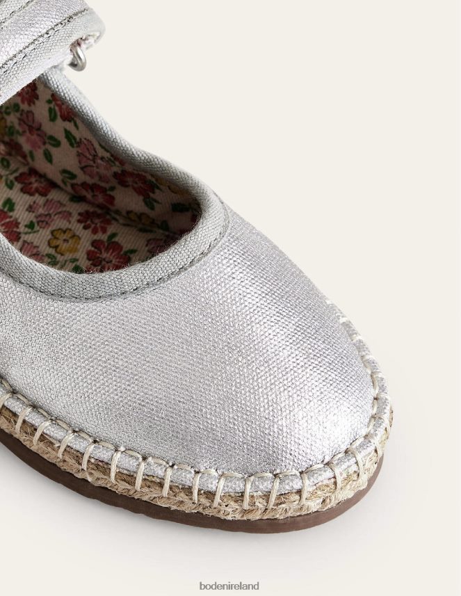 Metallic Silver Footwear Canvas Trim Espadrilles Boden Girls L466L6826