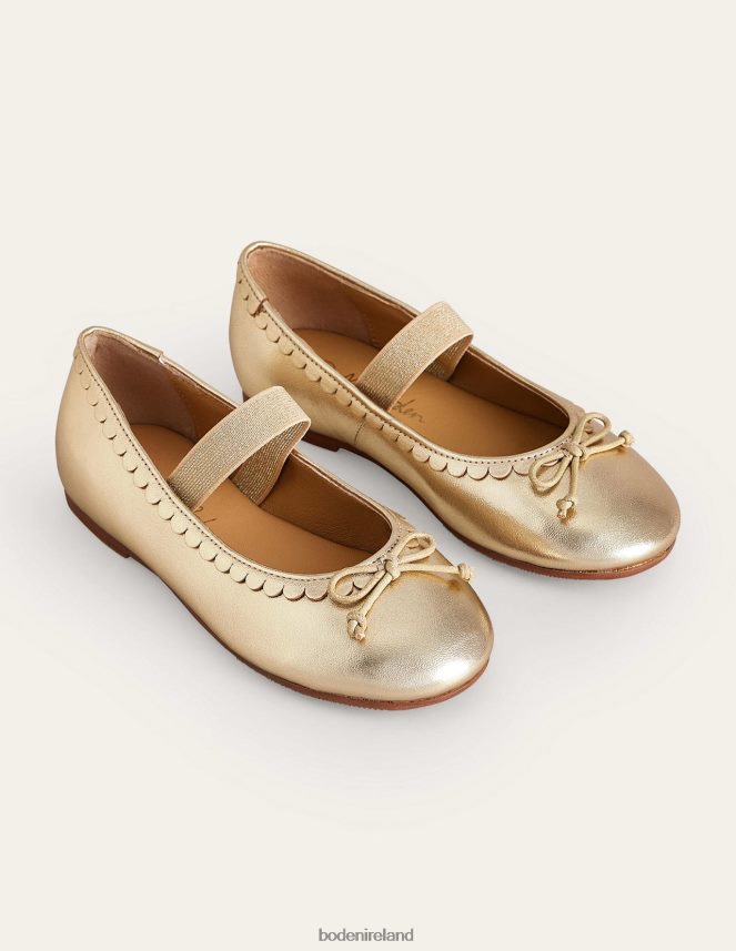Gold Metallic Footwear Leather Ballet Flat Boden Girls L466L6814
