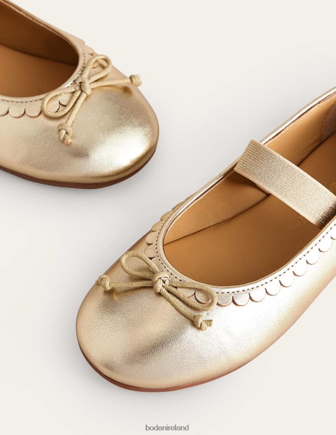 Gold Metallic Footwear Leather Ballet Flat Boden Girls L466L6814