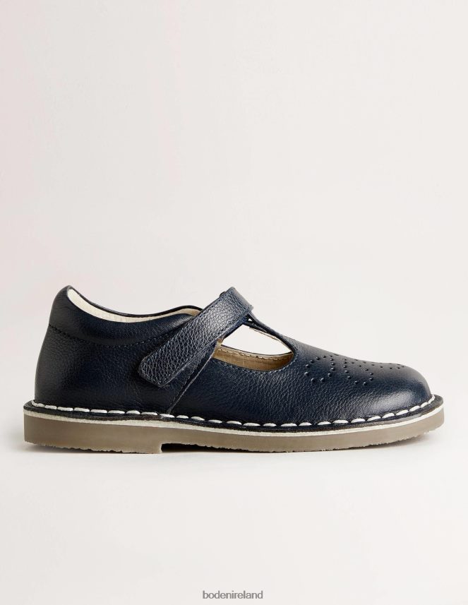 Navy Footwear Leather T-bar Flats Boden Girls L466L6813