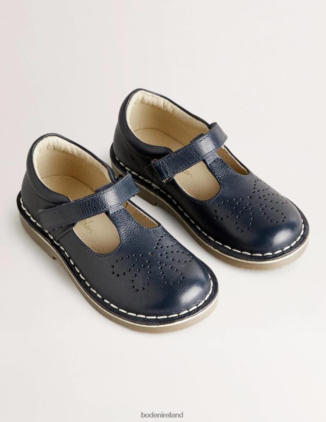 Navy Footwear Leather T-bar Flats Boden Girls L466L6813