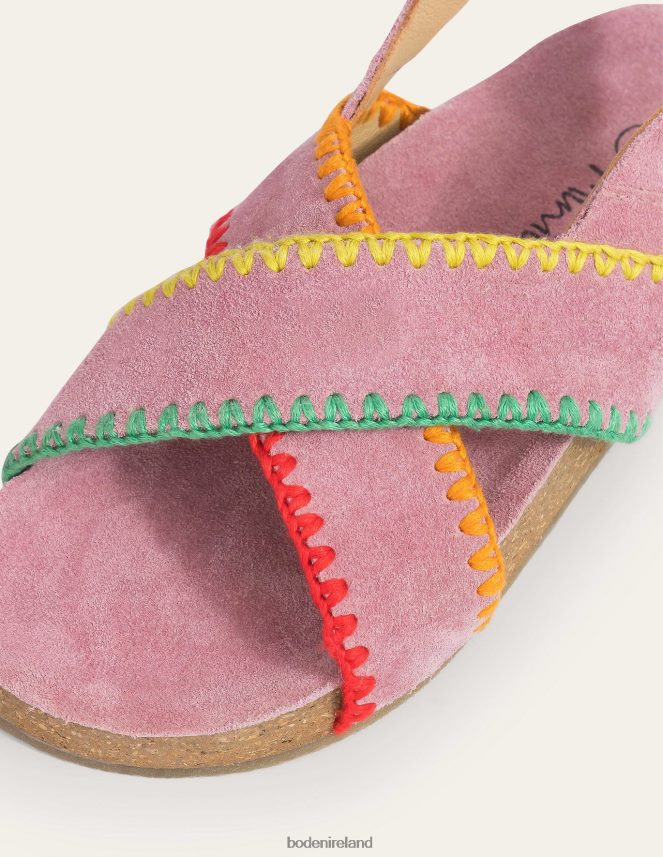 Bright Petal Pink Footwear Crossover Sandals Boden Girls L466L62694