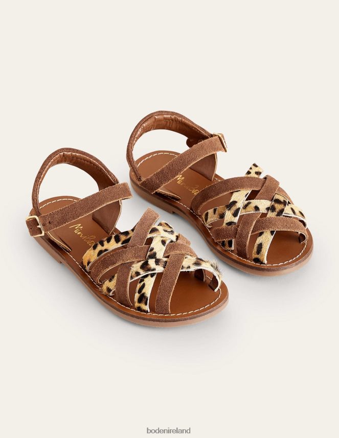 Brown/Animal Combo Footwear Strappy Sandals Boden Girls L466L62654