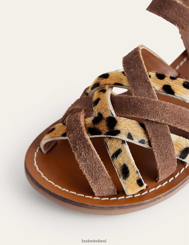 Brown/Animal Combo Footwear Strappy Sandals Boden Girls L466L62654