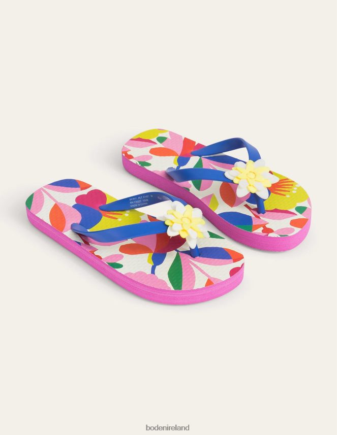 Multi Floral Footwear Flip Flops Boden Girls L466L6822