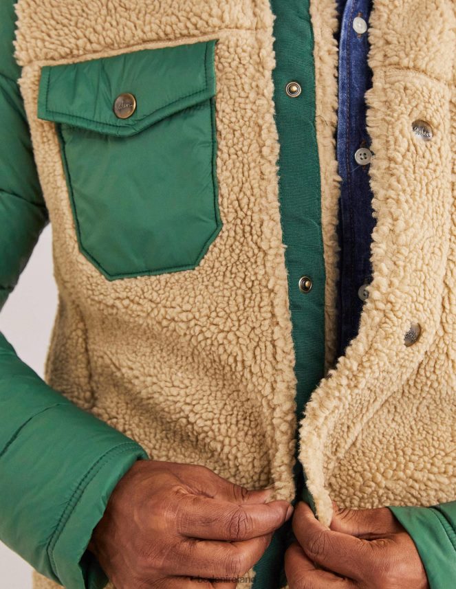Hunter Green/Ecru Clothing Sherpa Button Through Jacket Boden Men L466L63581