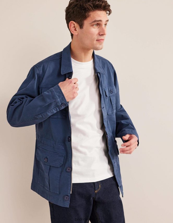 Laundered Navy Clothing Safari Jacket Boden Men L466L63507
