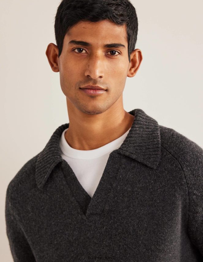 Dark Grey Melange Clothing Open Collar Jumper Boden Men L466L63624