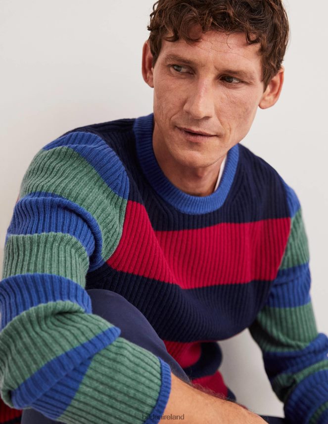 Stripe Colourblock Clothing Rib Crew Neck Boden Men L466L63596