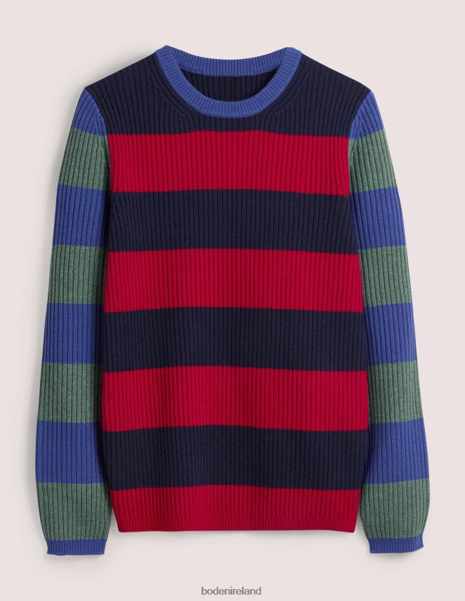 Stripe Colourblock Clothing Rib Crew Neck Boden Men L466L63596