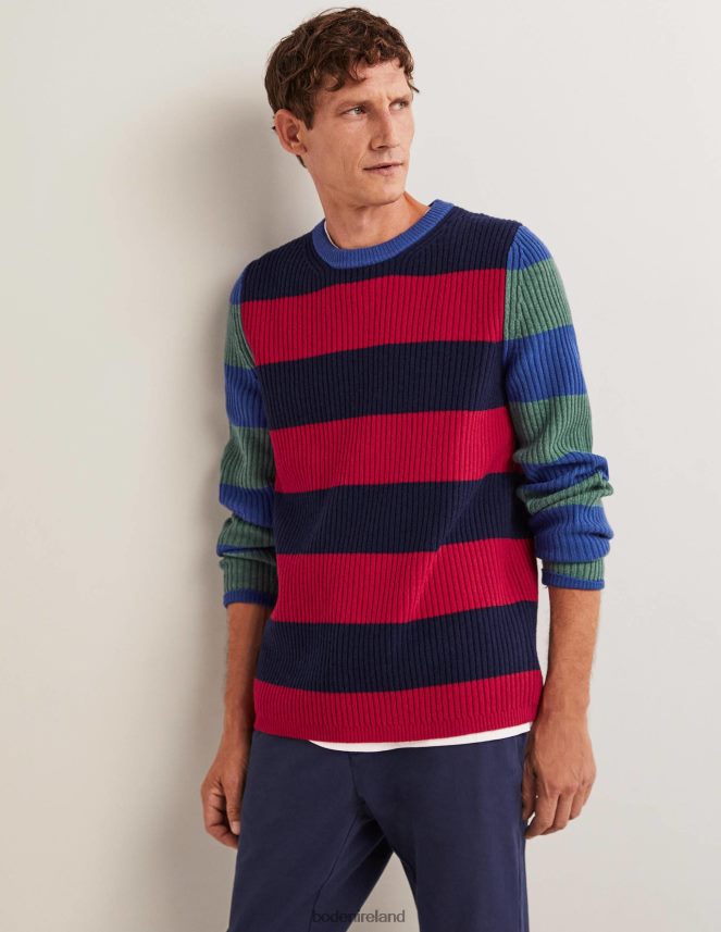 Stripe Colourblock Clothing Rib Crew Neck Boden Men L466L63596