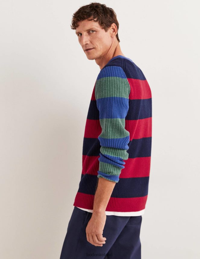 Stripe Colourblock Clothing Rib Crew Neck Boden Men L466L63596