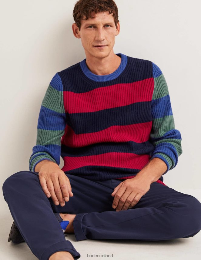 Stripe Colourblock Clothing Rib Crew Neck Boden Men L466L63596