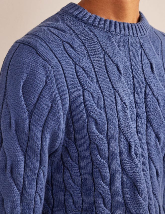 True Navy Clothing Cotton Cable Crew Neck Boden Men L466L63515