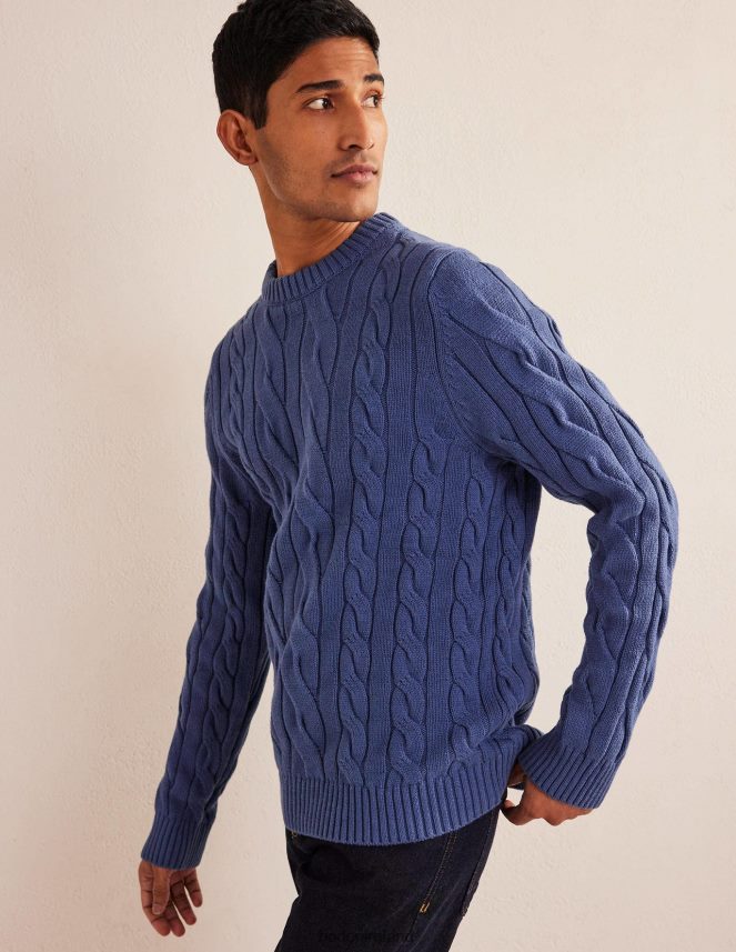 True Navy Clothing Cotton Cable Crew Neck Boden Men L466L63515