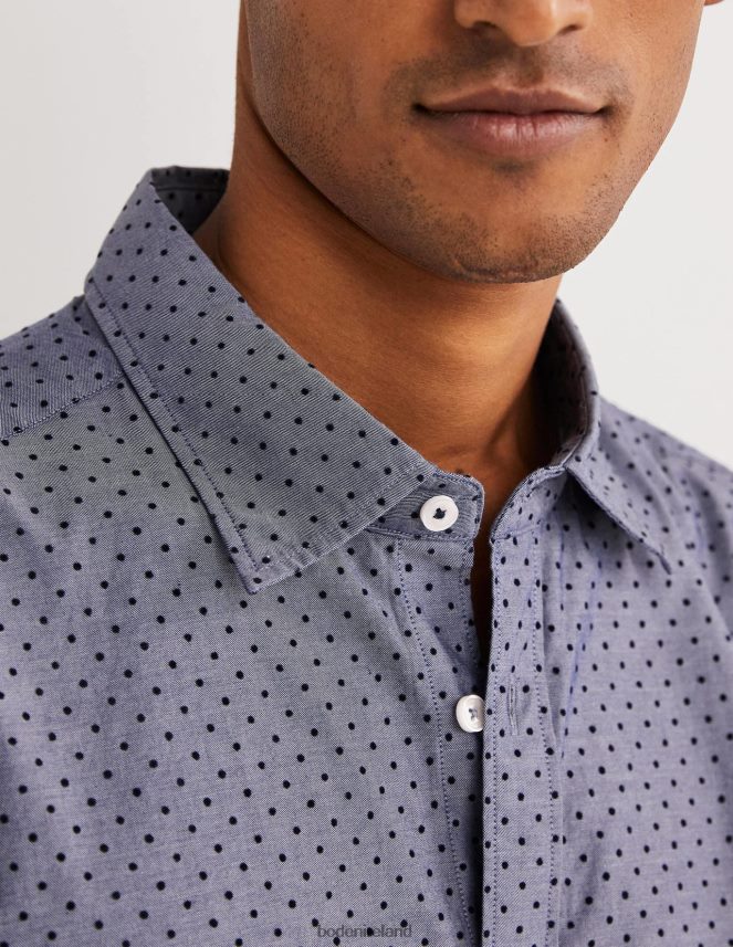 Blue Flocked Spot Clothing Cutaway Twill Slim Fit Shirt Boden Men L466L63604