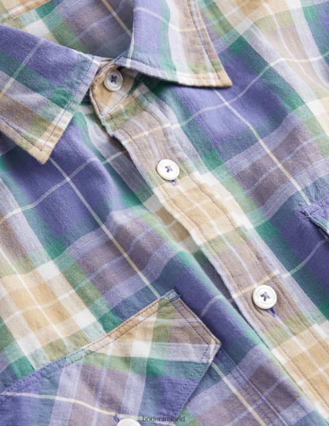 Corsican Blue Check Clothing Casual Cotton Check Shirt Boden Men L466L63535