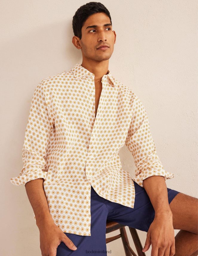 Harvest Gold Sun Clothing Cutaway Collar Linen Shirt Boden Men L466L63511