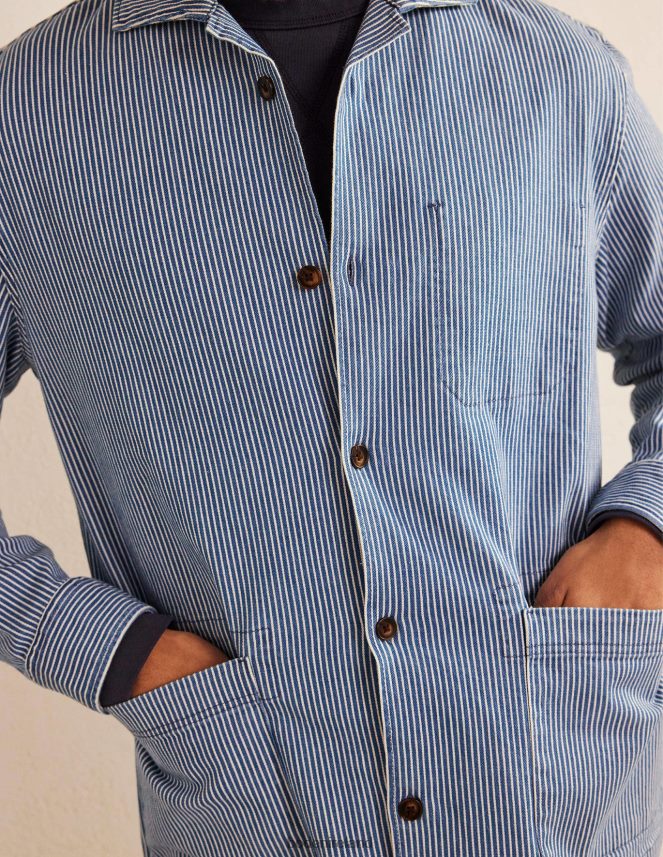 Indigo Ticking Clothing Twill Overshirt Boden Men L466L63517