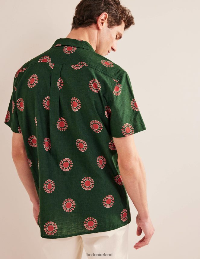 Palm Leaf Sun Print Clothing Textured Revere Collar Shirt Boden Men L466L63634