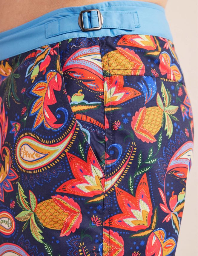 Multi Pineapple Paisley Clothing Fixed Waist Swim Short Boden Men L466L63566