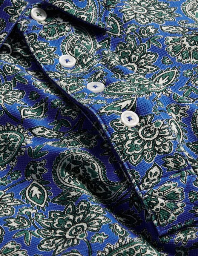 Cabana Blue Paisley Clothing Slim Fit Pique Polo Boden Men L466L63501