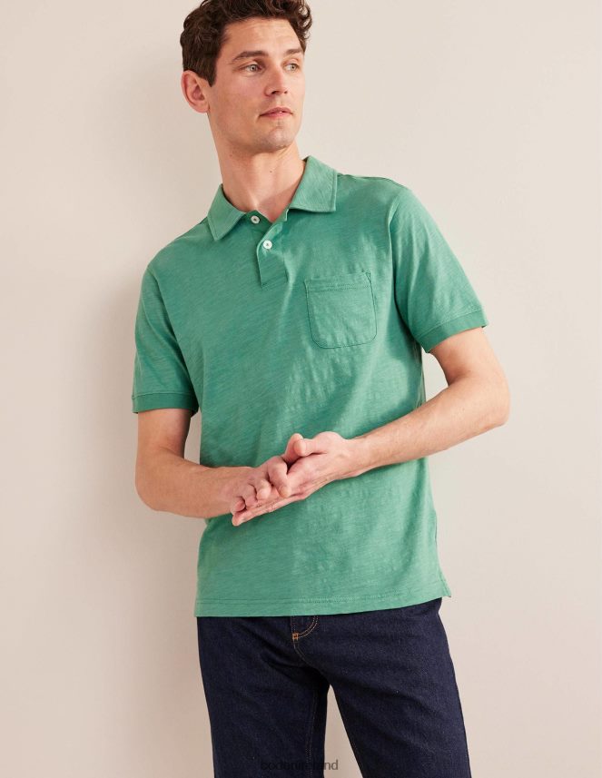 Deep Sea Green Clothing Slub Jersey Short Sleeve Polo Boden Men L466L63541