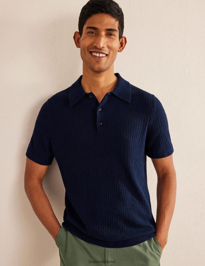 French Navy Clothing Boucle Knitted Polo Boden Men L466L63497
