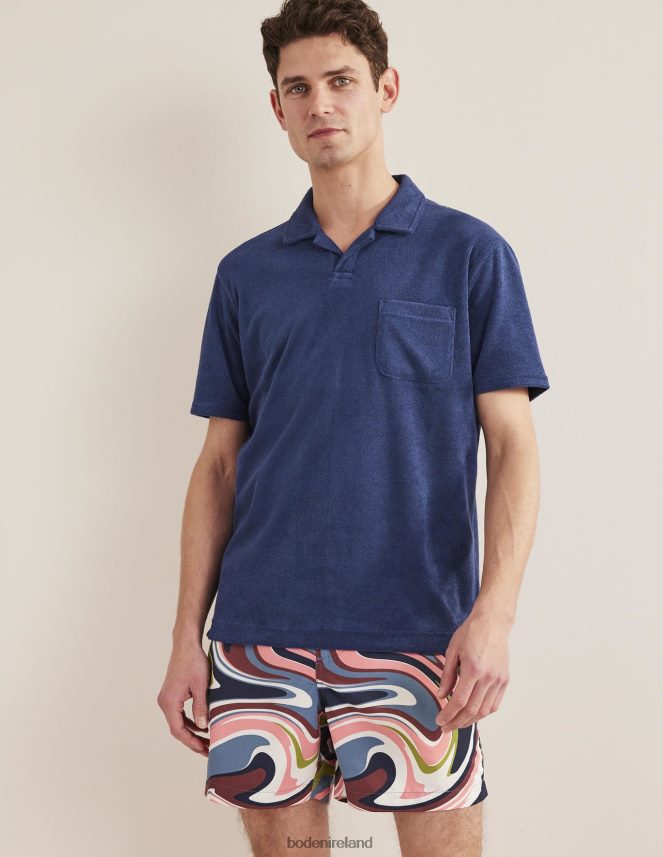 Navy Blue Clothing Open Collar Terry Polo Boden Men L466L63620